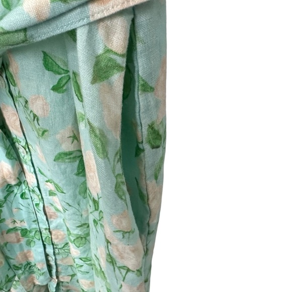 Hill House Lily Midi Floral Linen Dress Sz Small Blue Roses Belted Button Up - Picture 5 of 7